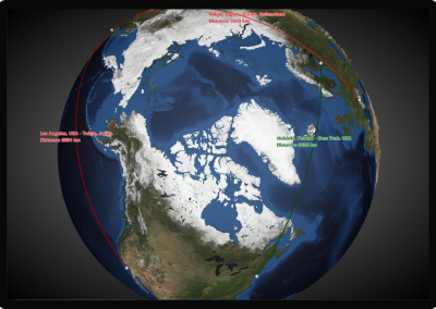 Arction WPF surface-chart-globe-elevation-photo-flight-routes example